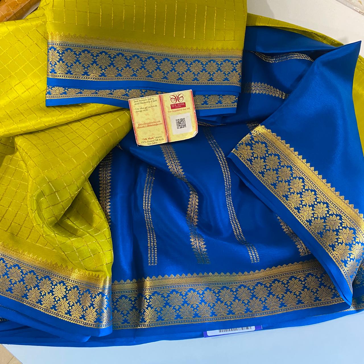 Pure Mysore silk crepe with checks
