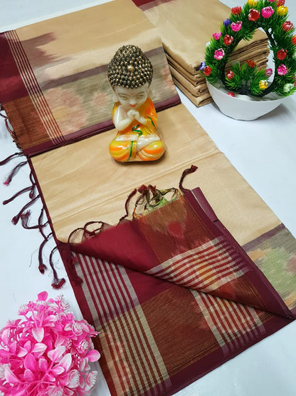 Uppada Tripura silk sarees with small pochampally border