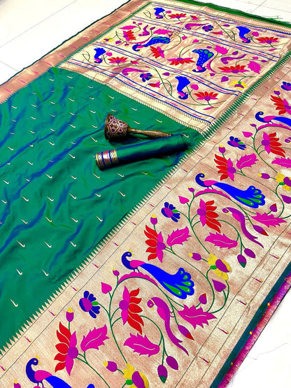 Semi silk half over paithani sarees