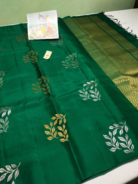 Bottle green Pure kanchipuram soft silk sarees