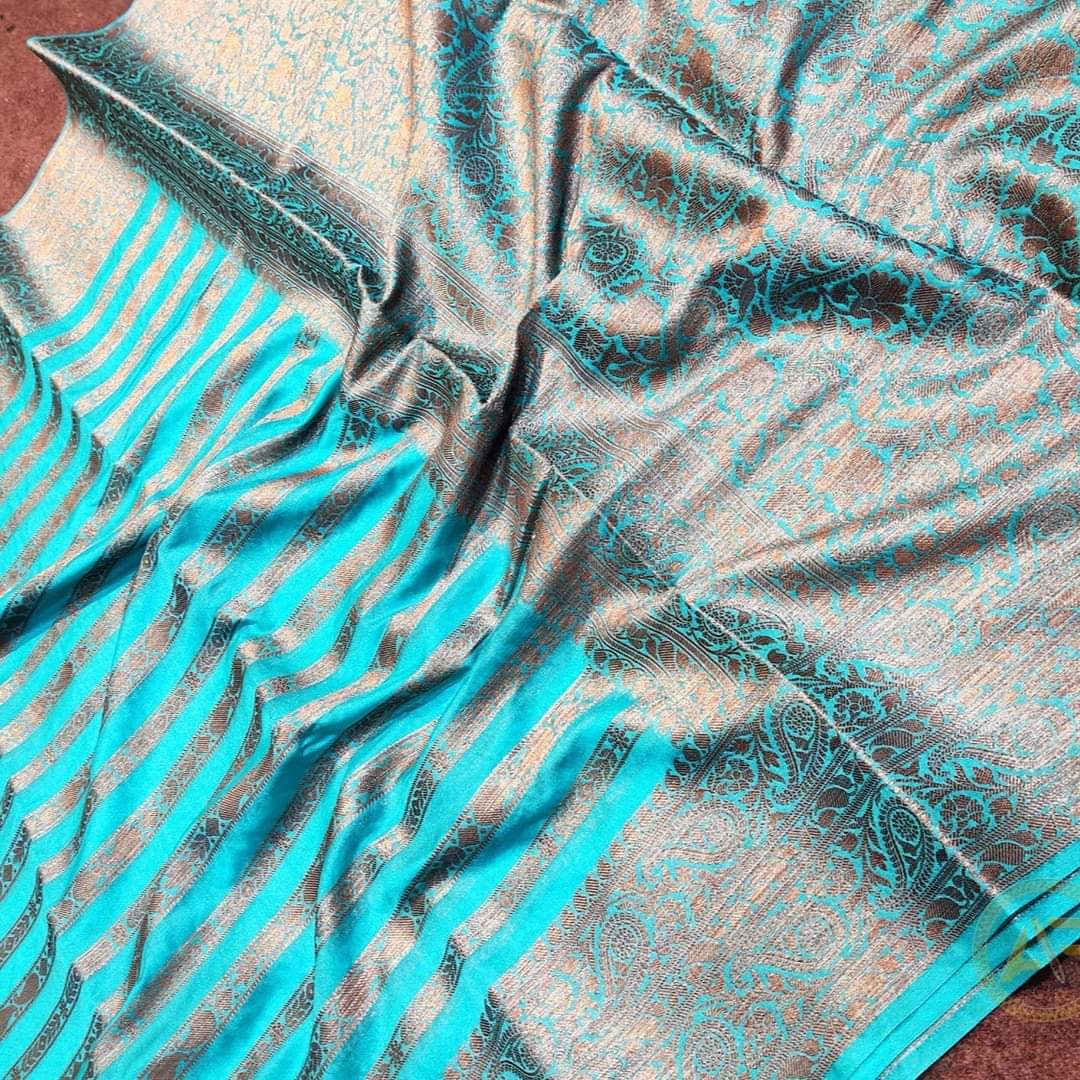 Semi banarasi khaddi georgette sarees with stripes