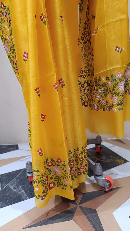 Pure Tussar silk sarees with paithani Border