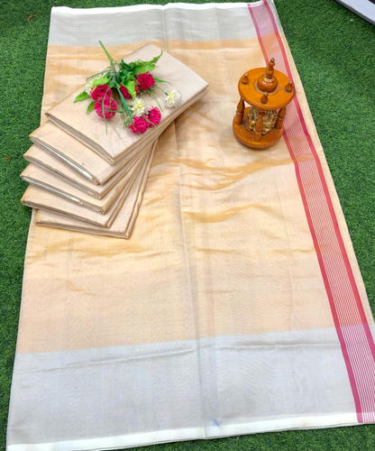 Light gold with silver uppada Tissue silk sarees