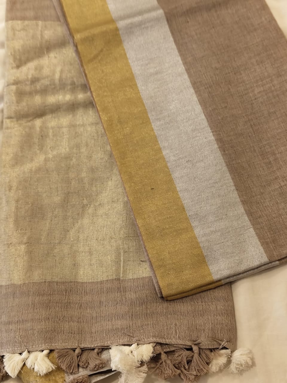 Light brown linen sarees