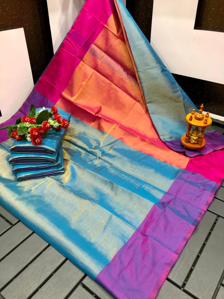 Uppada Tissue sarees with silk border