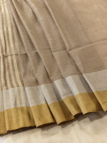 Light brown linen sarees