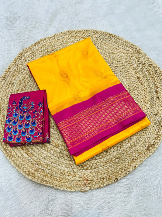 Yellow komal kadiyal paithani Sarees