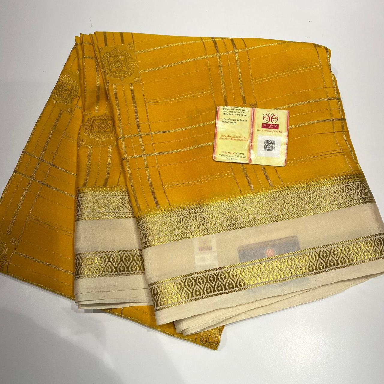 Pure Mysore silk crepe checks sarees
