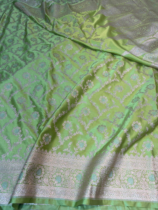 Green pure banarasi mashru silk sarees