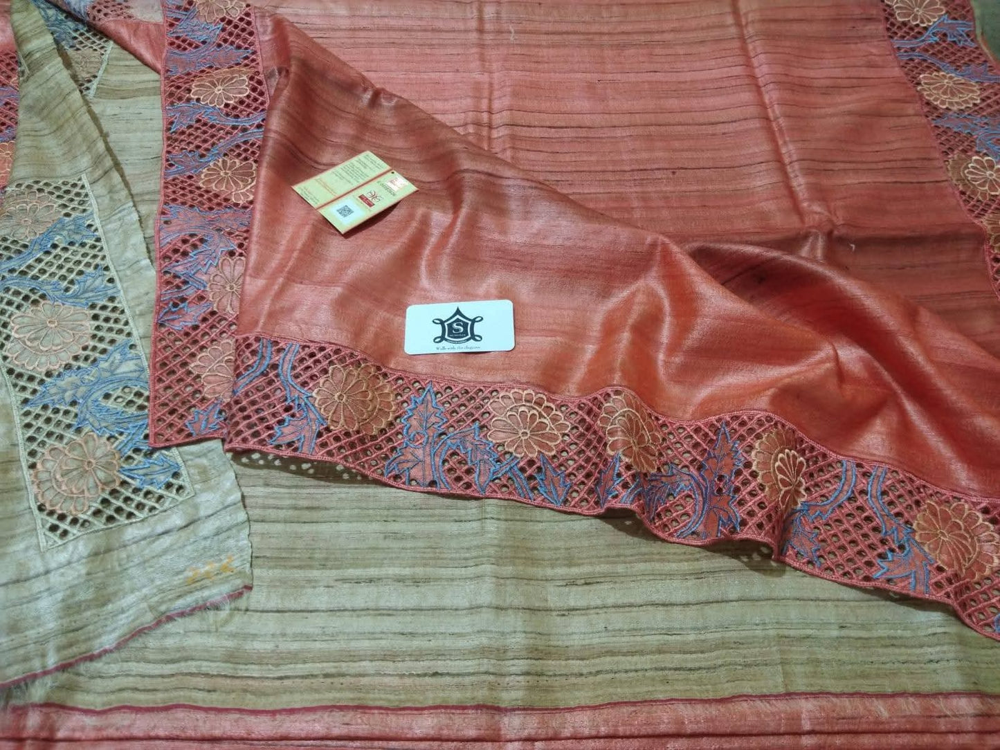 Pure Tussar silk Cutwork sarees