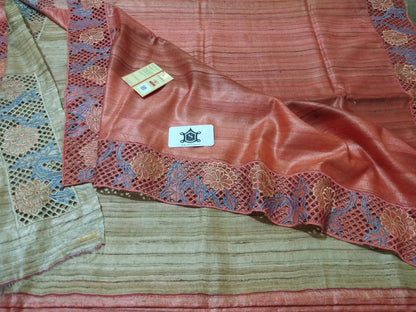 Pure Tussar silk Cutwork sarees