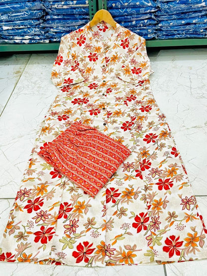 Orange cotton printed co-ord sets