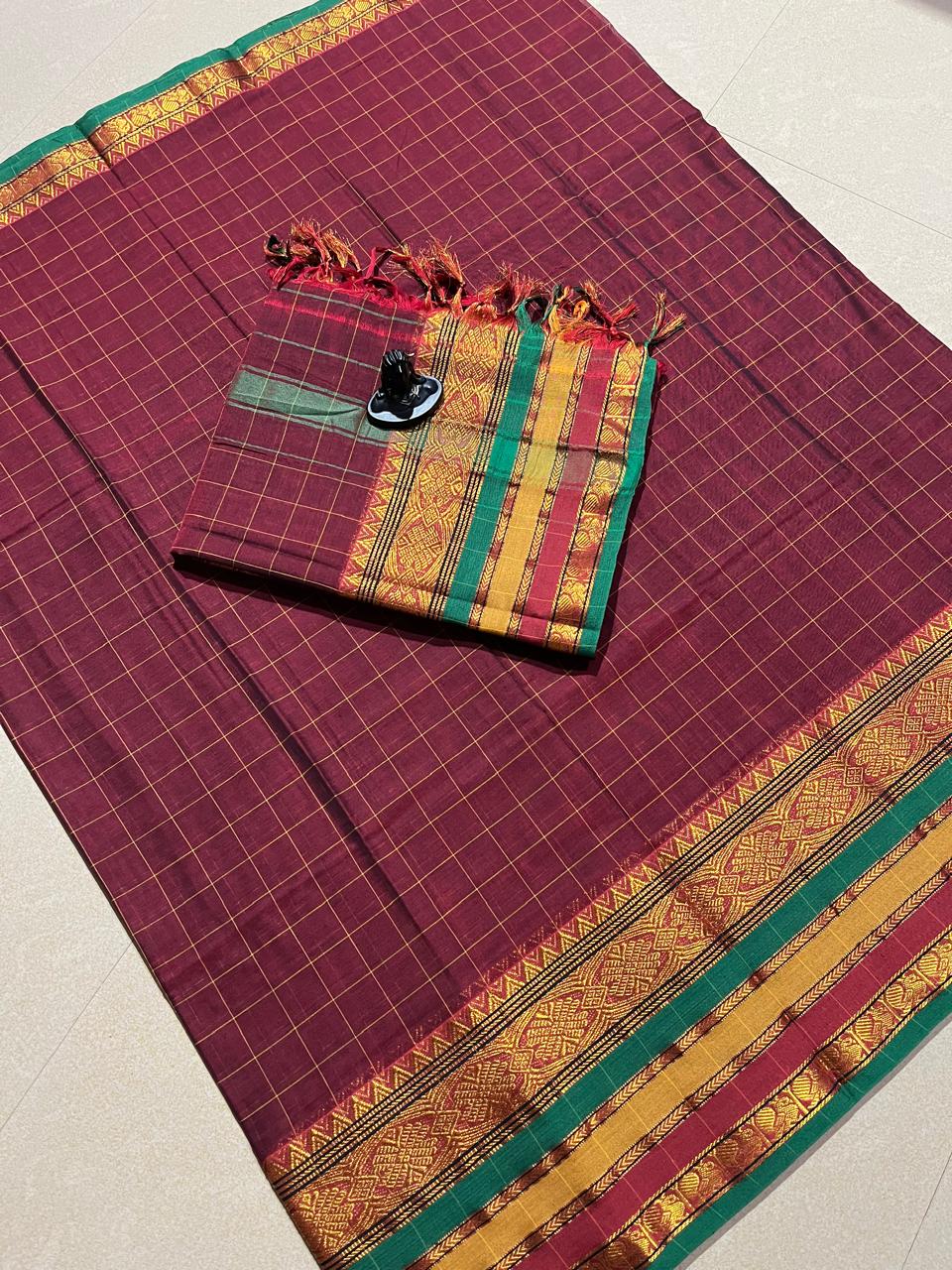 Narayanpet cotton big border dress materials