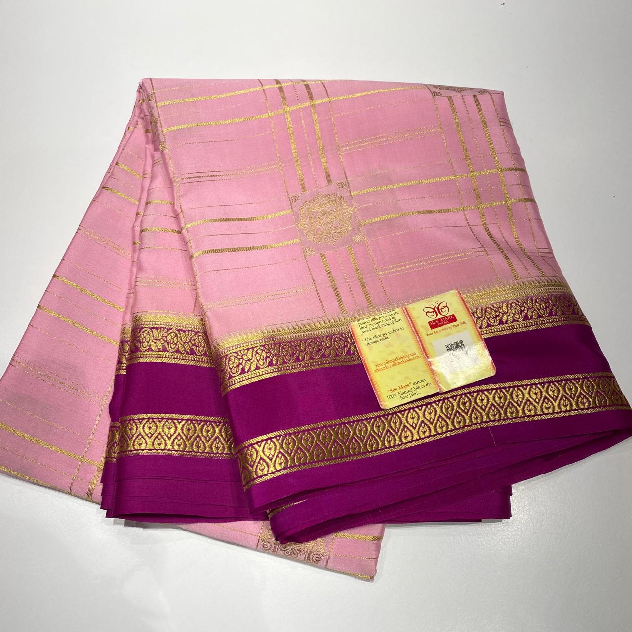 Pure Mysore silk crepe checks sarees