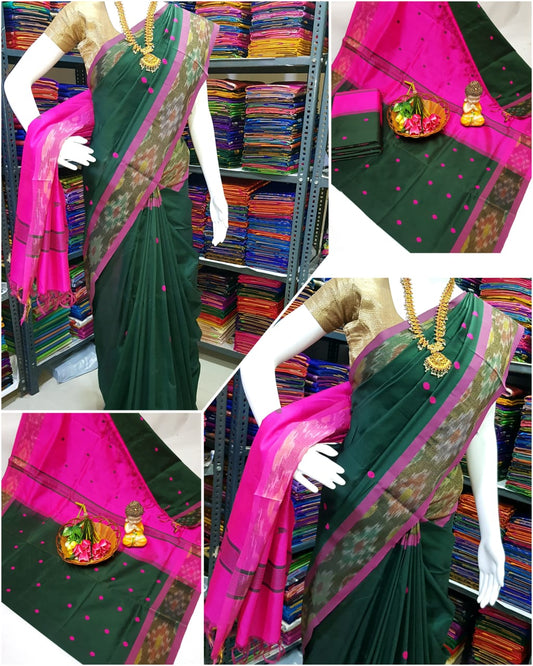 Tripura silk Nakshatra butta sarees with pochampally border