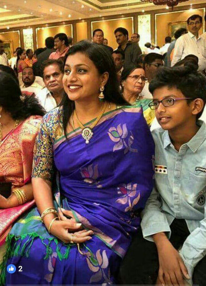 Dark blue Uppada Jamdani Sarees