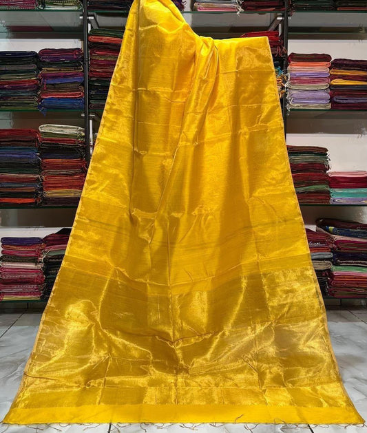 Linen Tissue sarees with 1 inch border