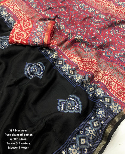 Black chanderi cotton sarees