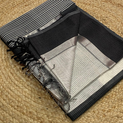 Off White and Black Maheshwari silk sarees