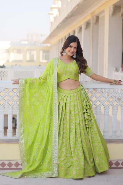 Green Designer Pure Viscose lehenga choli