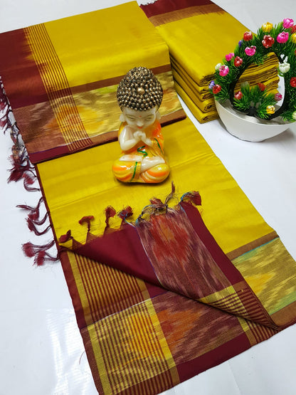 Uppada Tripura silk sarees with small pochampally border