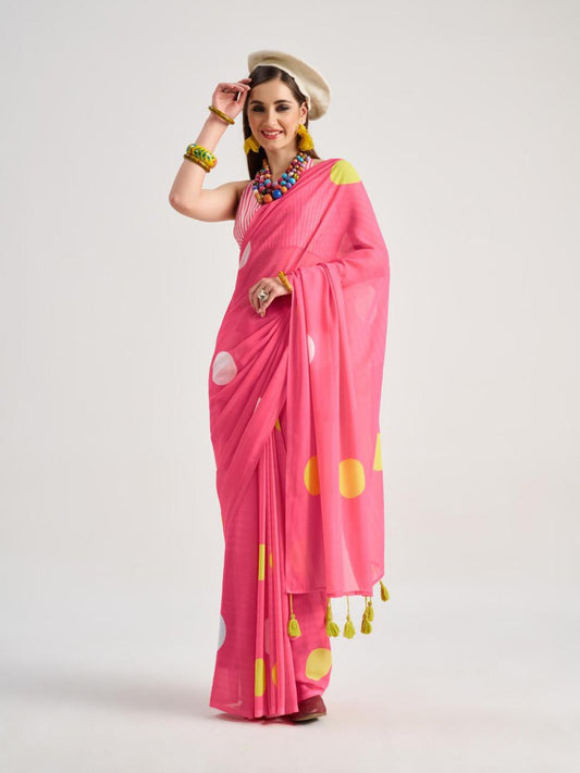 Dark pink Digital printed Georgette sarees