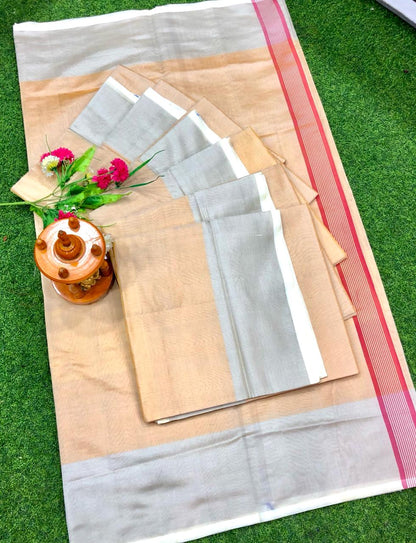 Light gold with silver uppada Tissue silk sarees