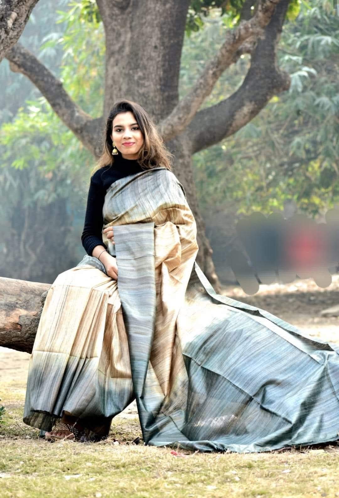 Pure handloom Tussar Ghicha silk sarees