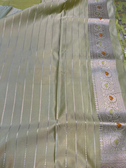 Pastel yellow pure banarasi mashru silk sarees