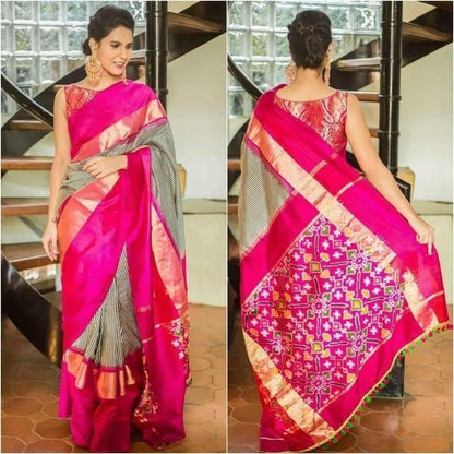 Pure pochampally ikkat silk checks sarees