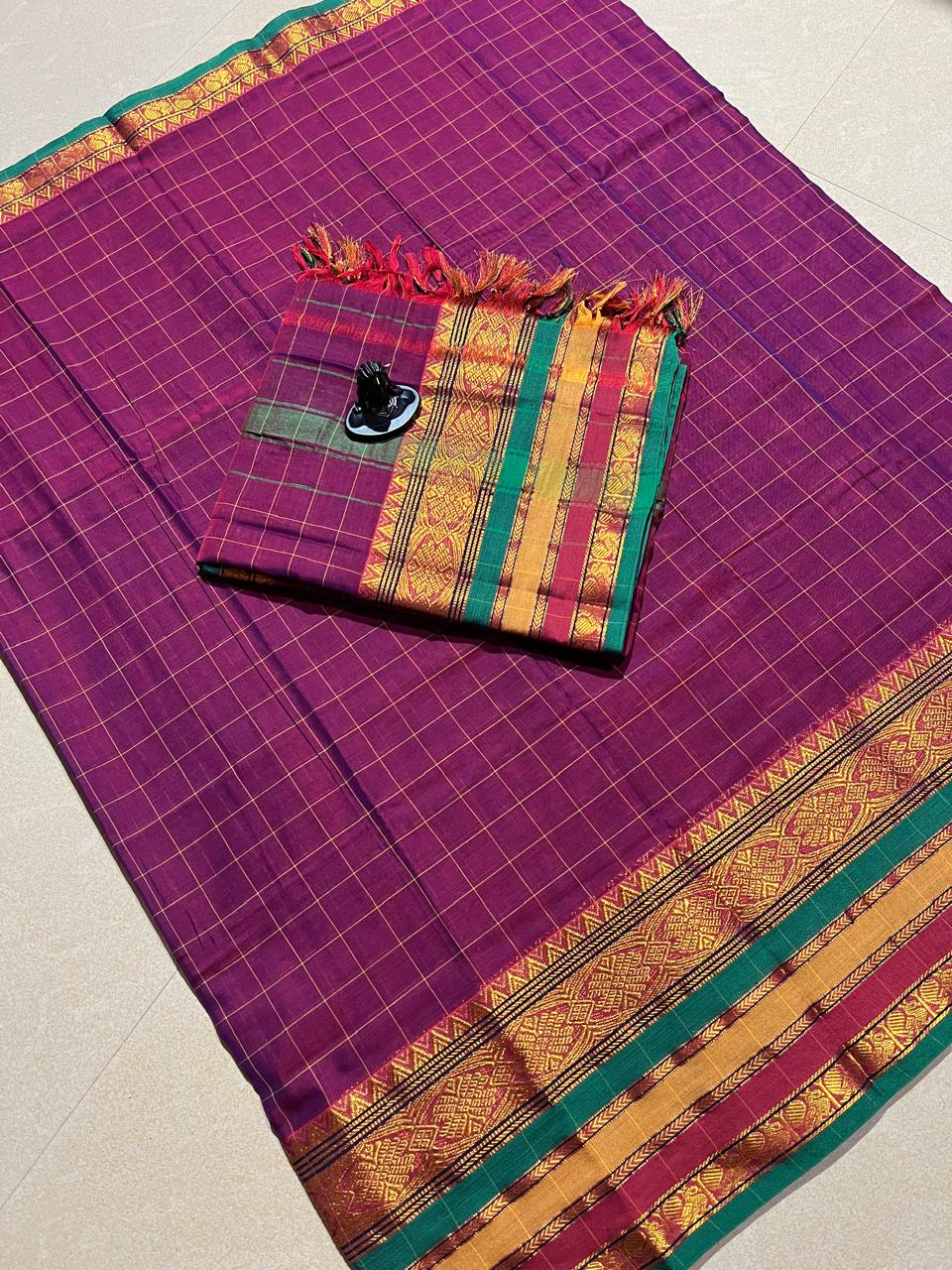 Narayanpet cotton big border dress materials