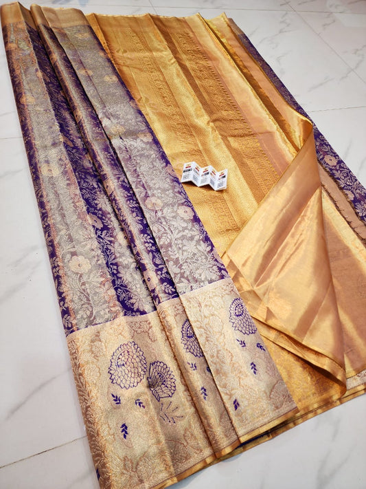 Indigo pure kanchipuram bridal silk sarees