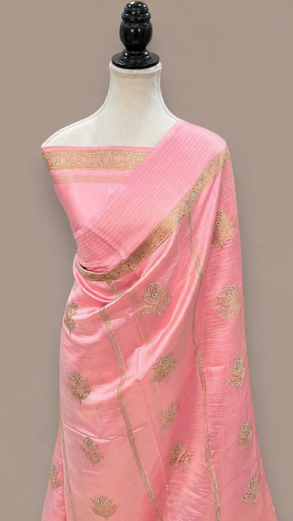 Banarasi semi pure silk katan raw mango sarees
