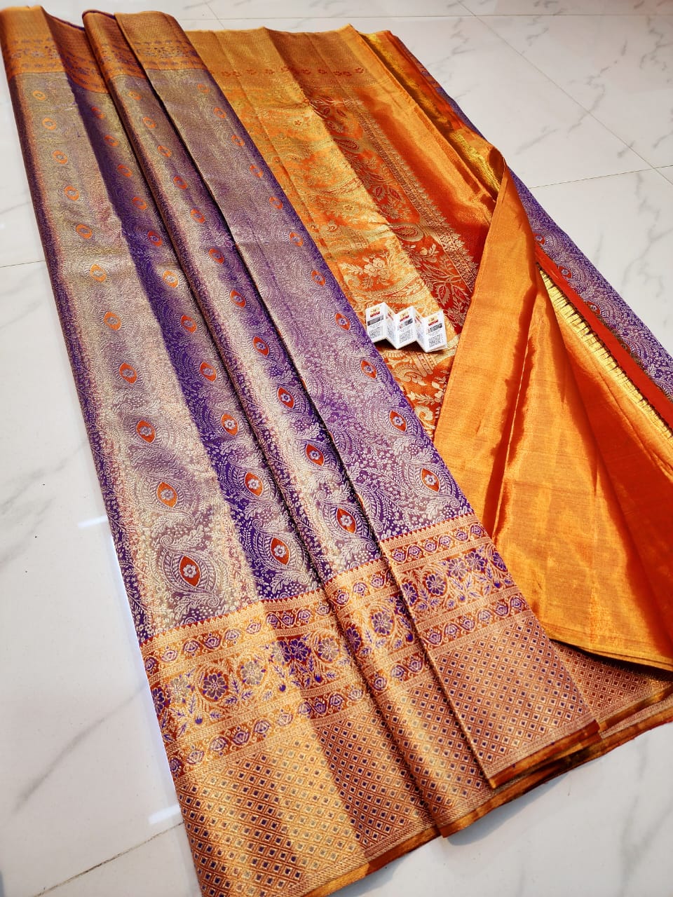 Lavender pure kanchipuram bridal silk sarees