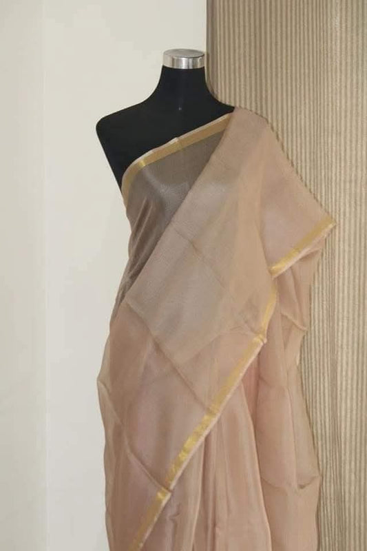 Sandal kota doria cotton silk sarees