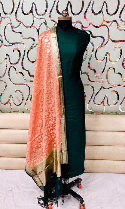 Banarasi plain silk dress materials