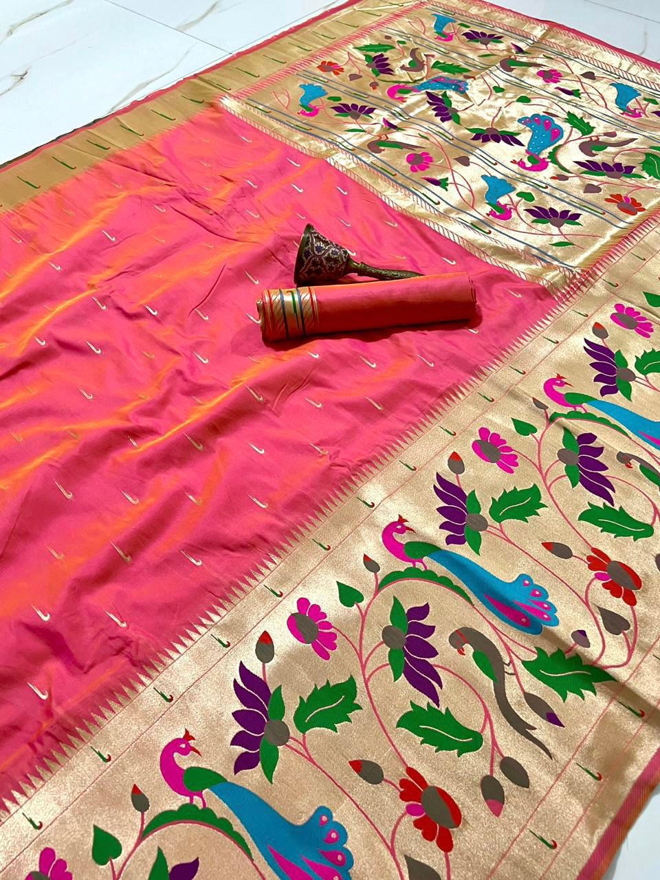 Semi silk half over paithani sarees