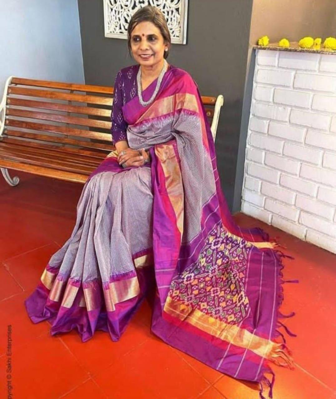 Pure pochampally ikkat silk checks sarees