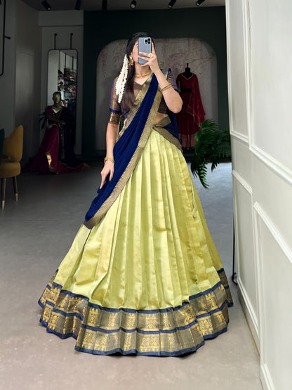 Pastel green kanchipuram lehenga choli
