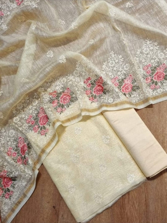 Pure silk linen dress materials