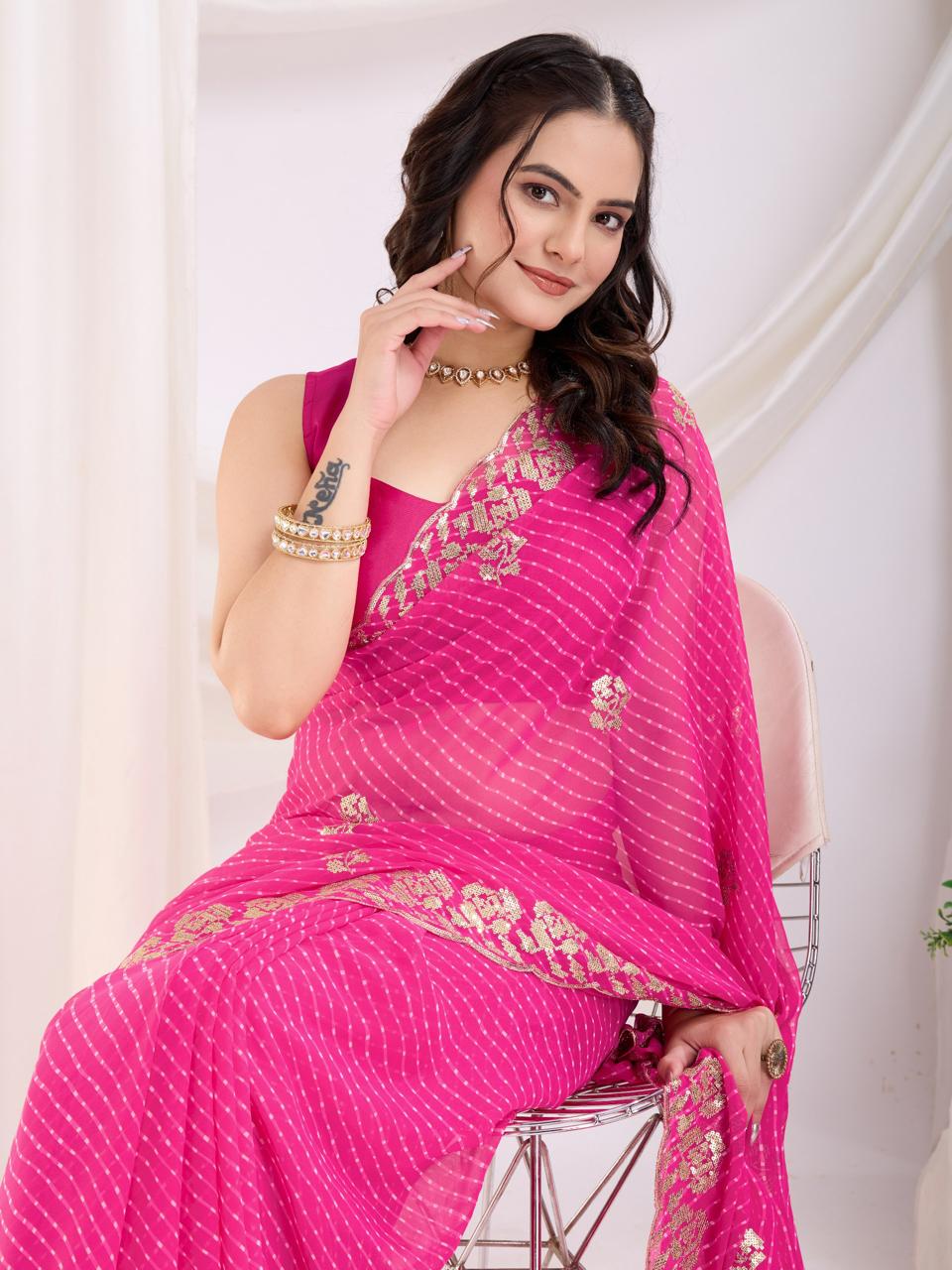 Leheriya Georgette sarees