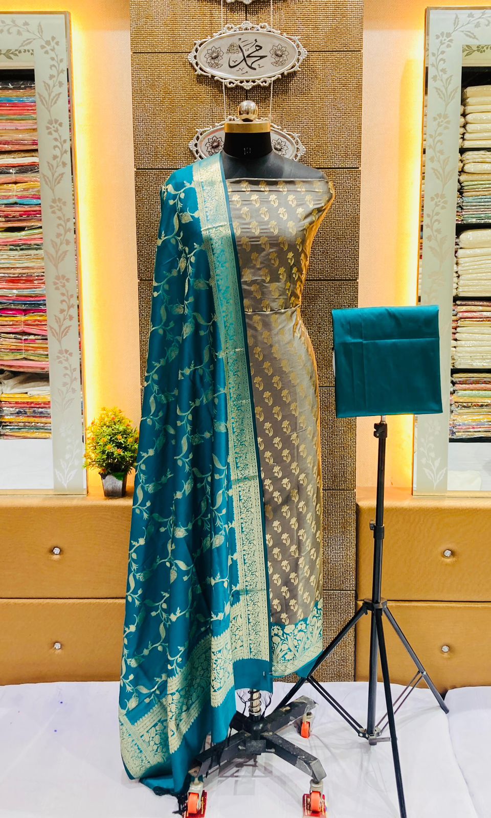Banarasi katan silk zari weaving suit