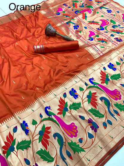 Semi silk half over paithani sarees
