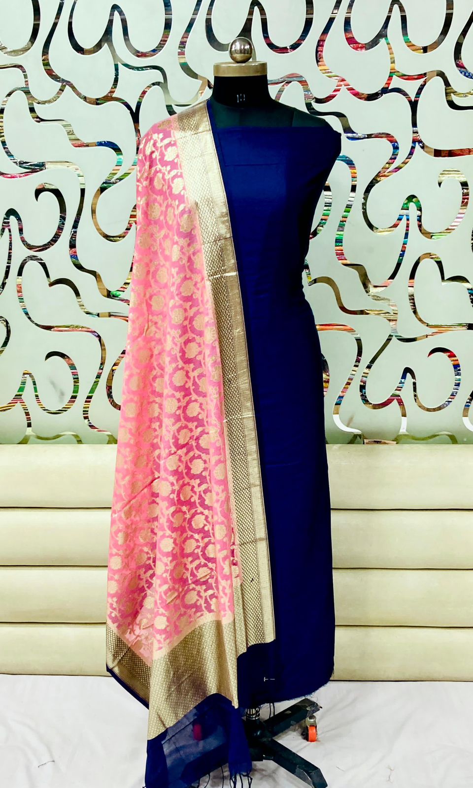 Banarasi plain silk dress materials