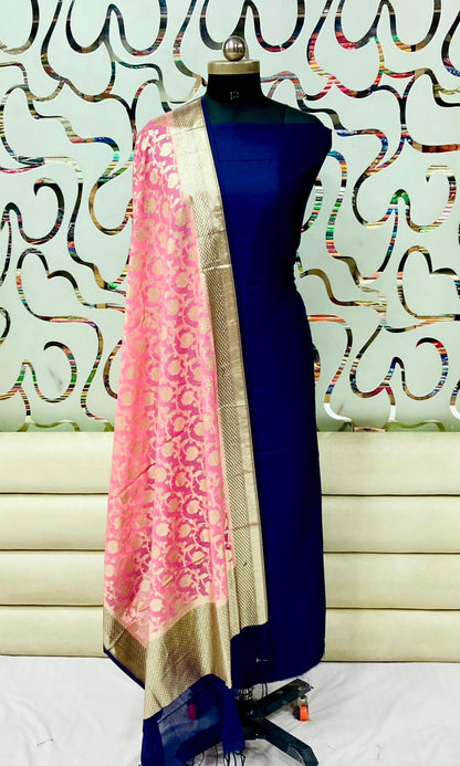 Banarasi plain silk dress materials