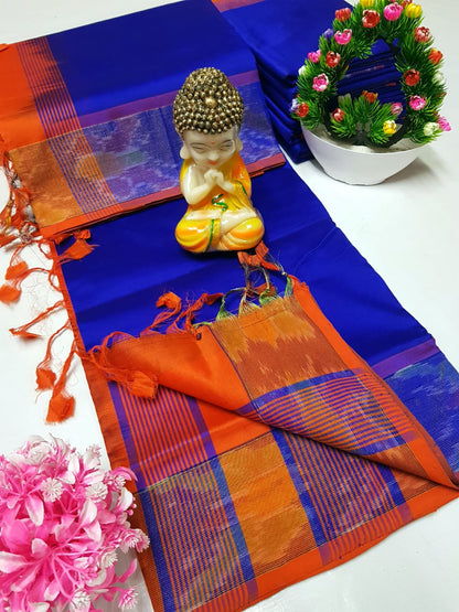 Uppada Tripura silk sarees with small pochampally border