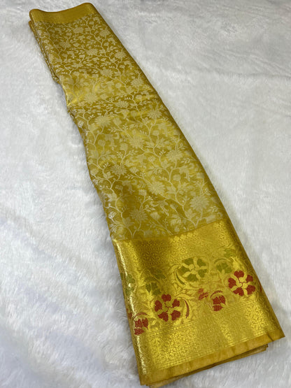 Gold Banarasi tissue silk sarees