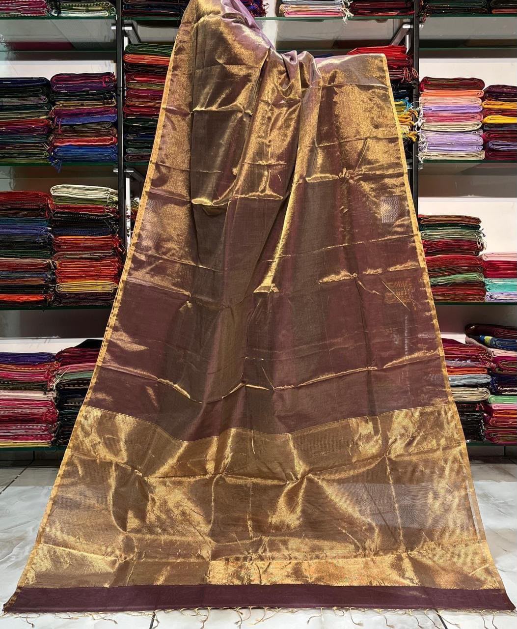 Pastel Linen Tissue sarees with 1 inch border