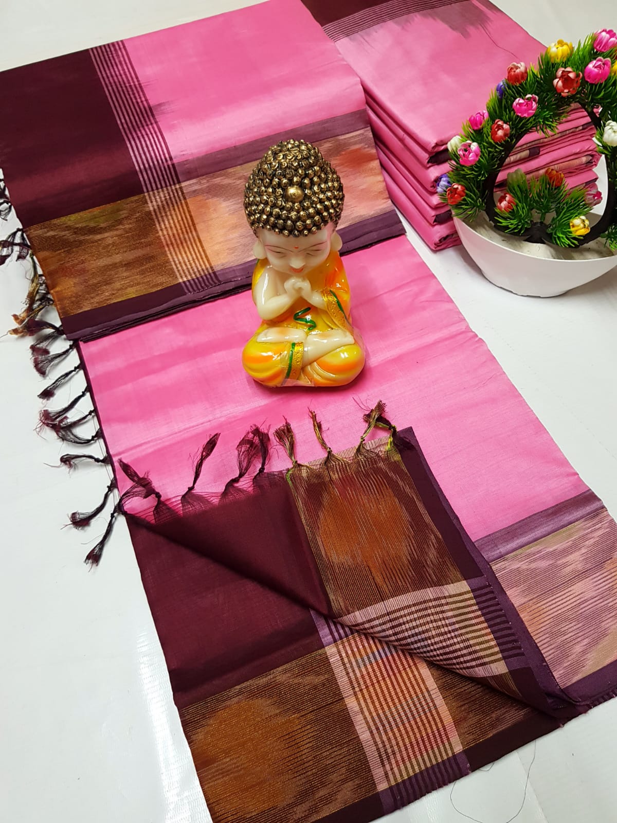 Uppada Tripura silk sarees with small pochampally border