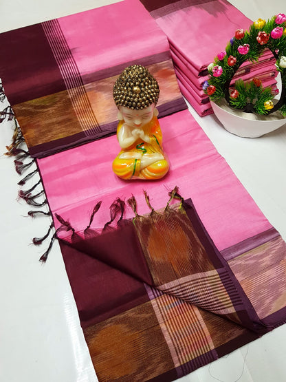 Uppada Tripura silk sarees with small pochampally border